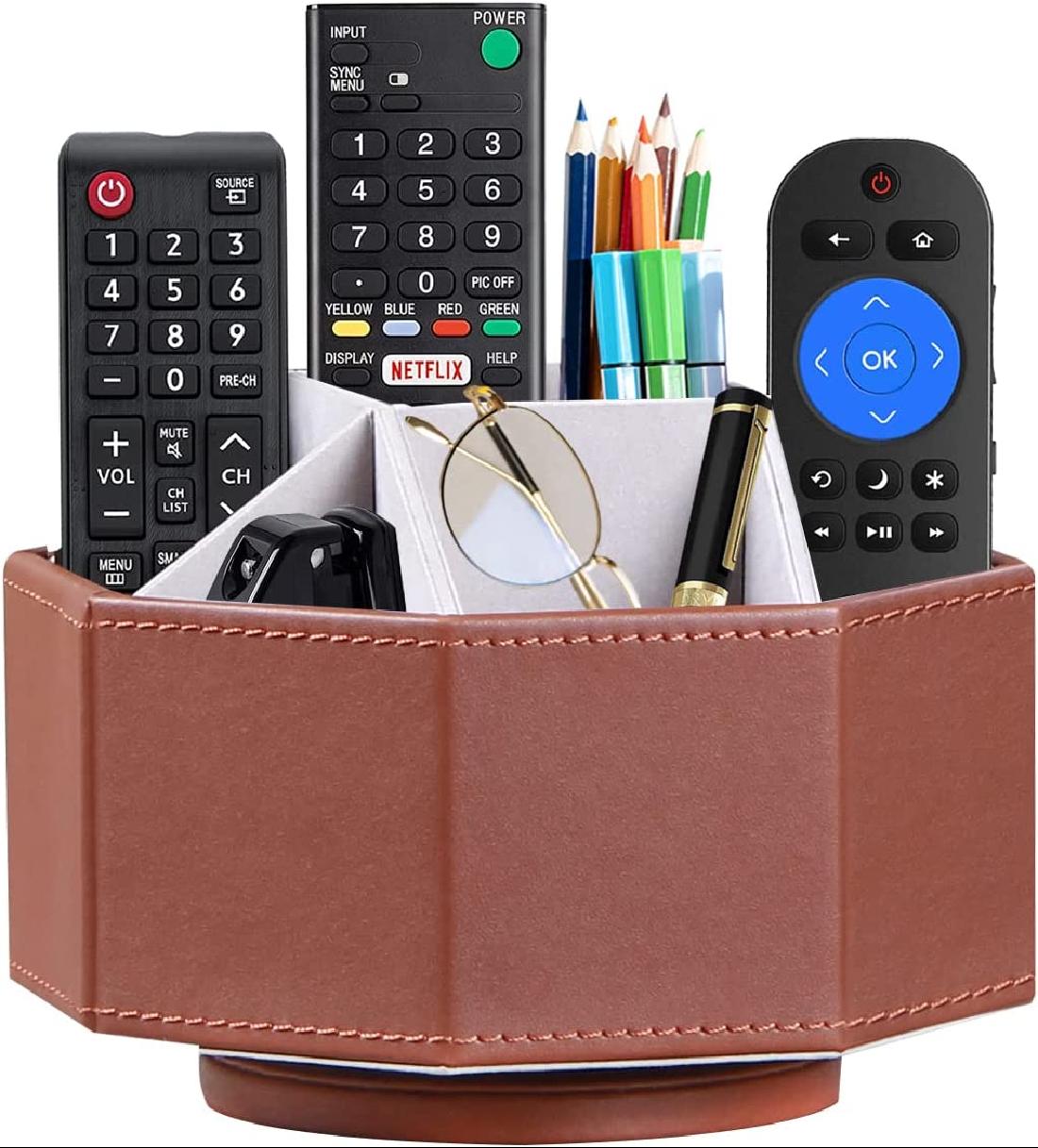 Remote Control Holder, Swivel Desk Organizer and Decorations for Living