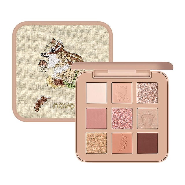 Paleta de sombras de ojos HUOGUO, 9 colores, Matte Earth bordada en 3D