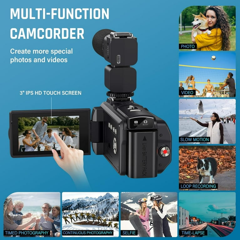 Video Camera Camcorder 8K 88MP Wifi Vlogging Camera for Youtube