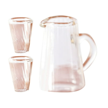 

1 Set of Mini House Tea Kettle Model Glass Mini Cup Transparent Tea Pot Tea Cup Adornment