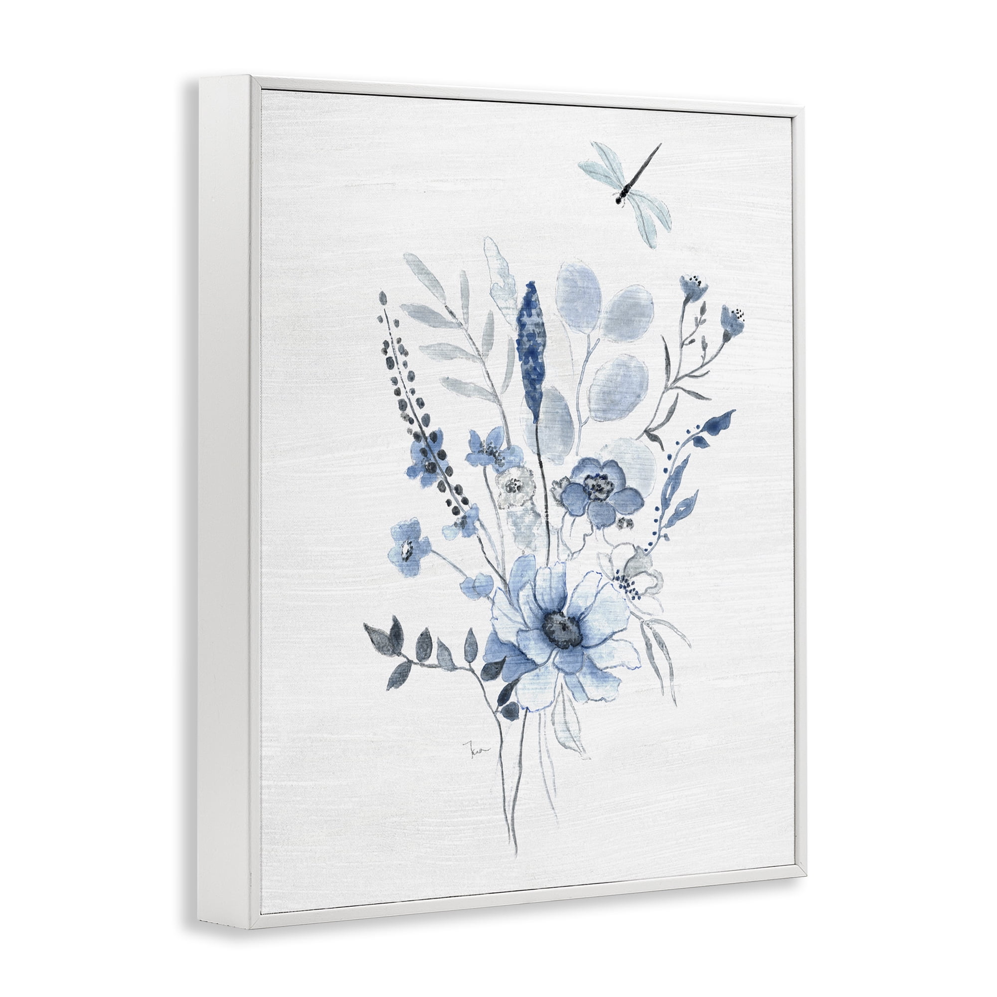Stupell Industries Soft Blue Wildflowers Botanical & Floral Painting White Framed Art Print Wall Art, 11 x 14