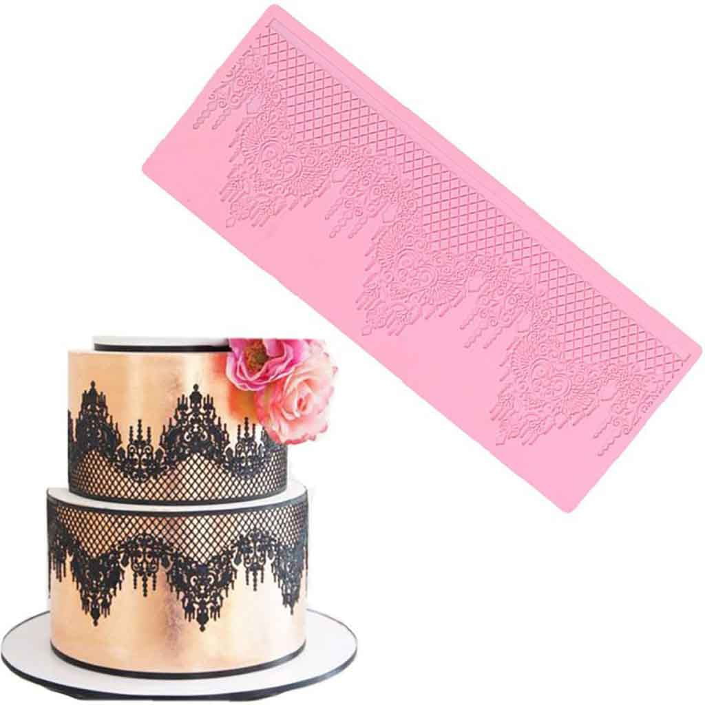 Lace mat silicone mould fondant cake sugarcraft decoration tool baking mold 