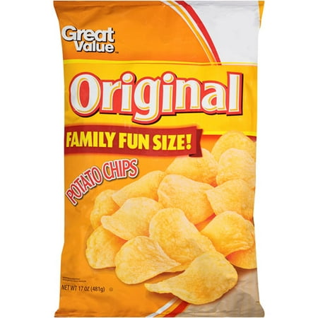Great Value Party Size Original Potato Chips, 19 oz