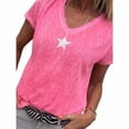 thumbnail image 2 of Camiseta Mujer Con Cuello En V Manga Corta Top Suelto Estampado Chica Verano Top, Rosa, S Methold AP001862-25, 2 of 5