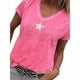 thumbnail image 2 of Camiseta Mujer Cuello en V Manga Corta Top suelto Estampado Chica Verano Top, Rosa, XXL tholdsy AP001862-29, 2 of 5