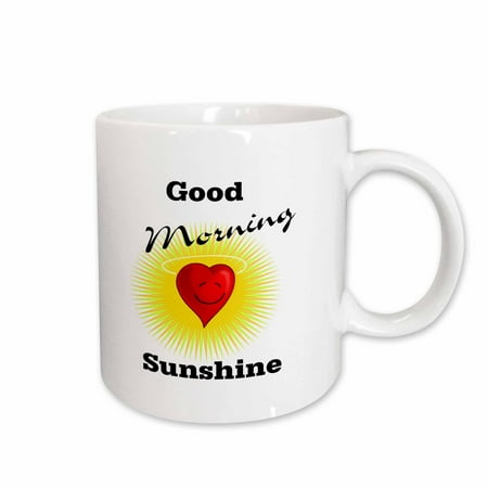 

3dRose Print of Good Morning Sunshine With Sun And Heart Ceramic Mug 15-ounce