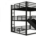 thumbnail image 5 of Queen over Queen over Queen Bunk Bed with Slide, Metal Triple Bunk Bed with Safety Guardrails, Heavy-duty Bunk Bed with Noise-reduced Design, Black, 5 of 9