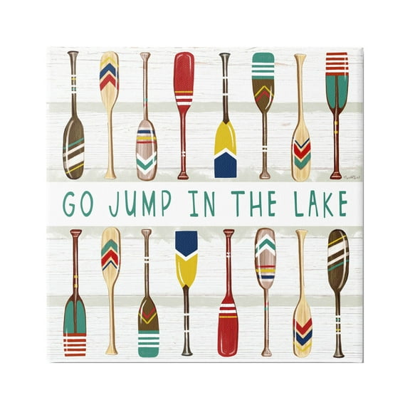 Stupell Industries Jump In Lake Various Patterned Oars Graphic Art Gallery Wrapped Canvas Print Wall Art, Design by Elizabeth Tyndall