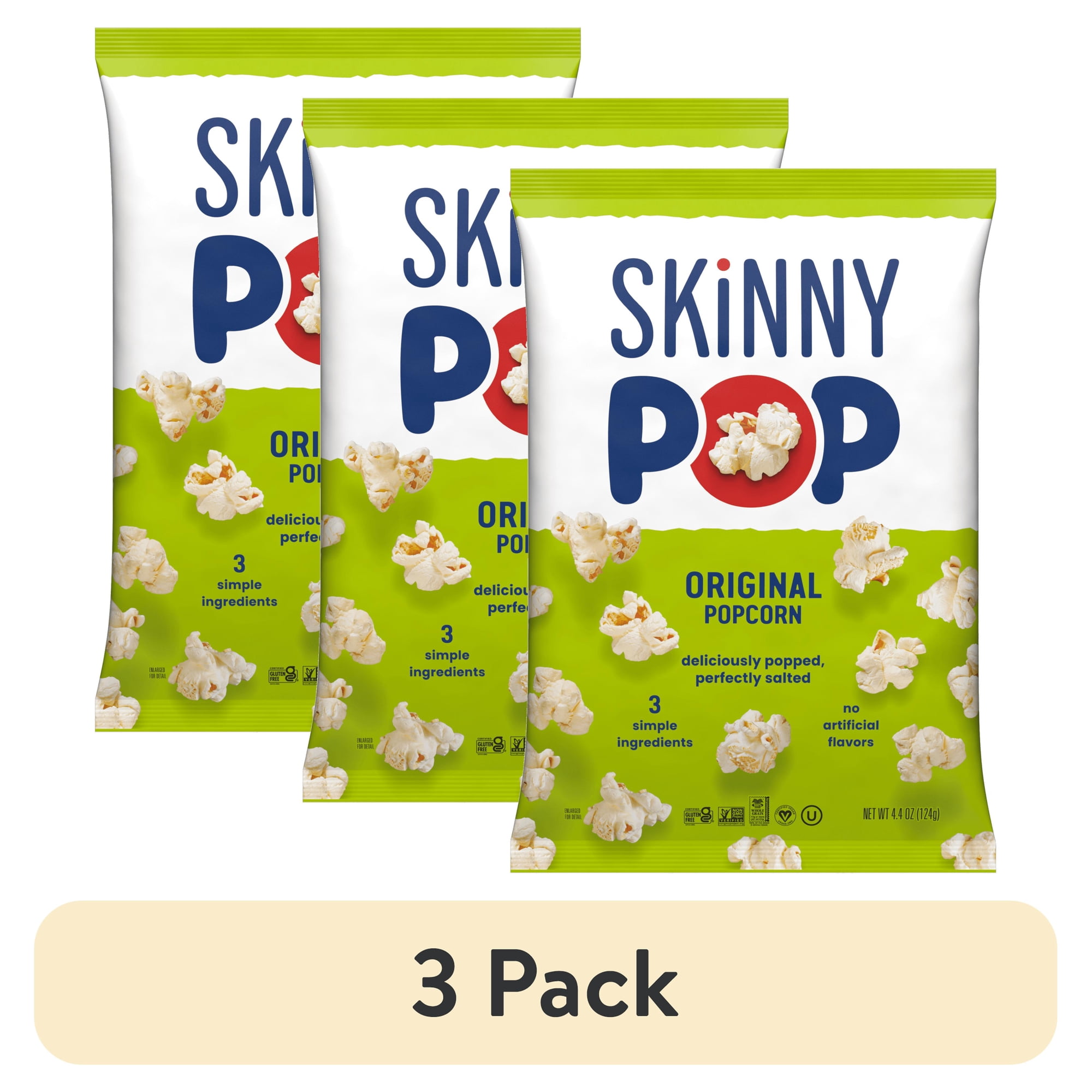 (3 pack) SKINNYPOP Original Gluten-Free Popcorn Bag 4.4 oz
