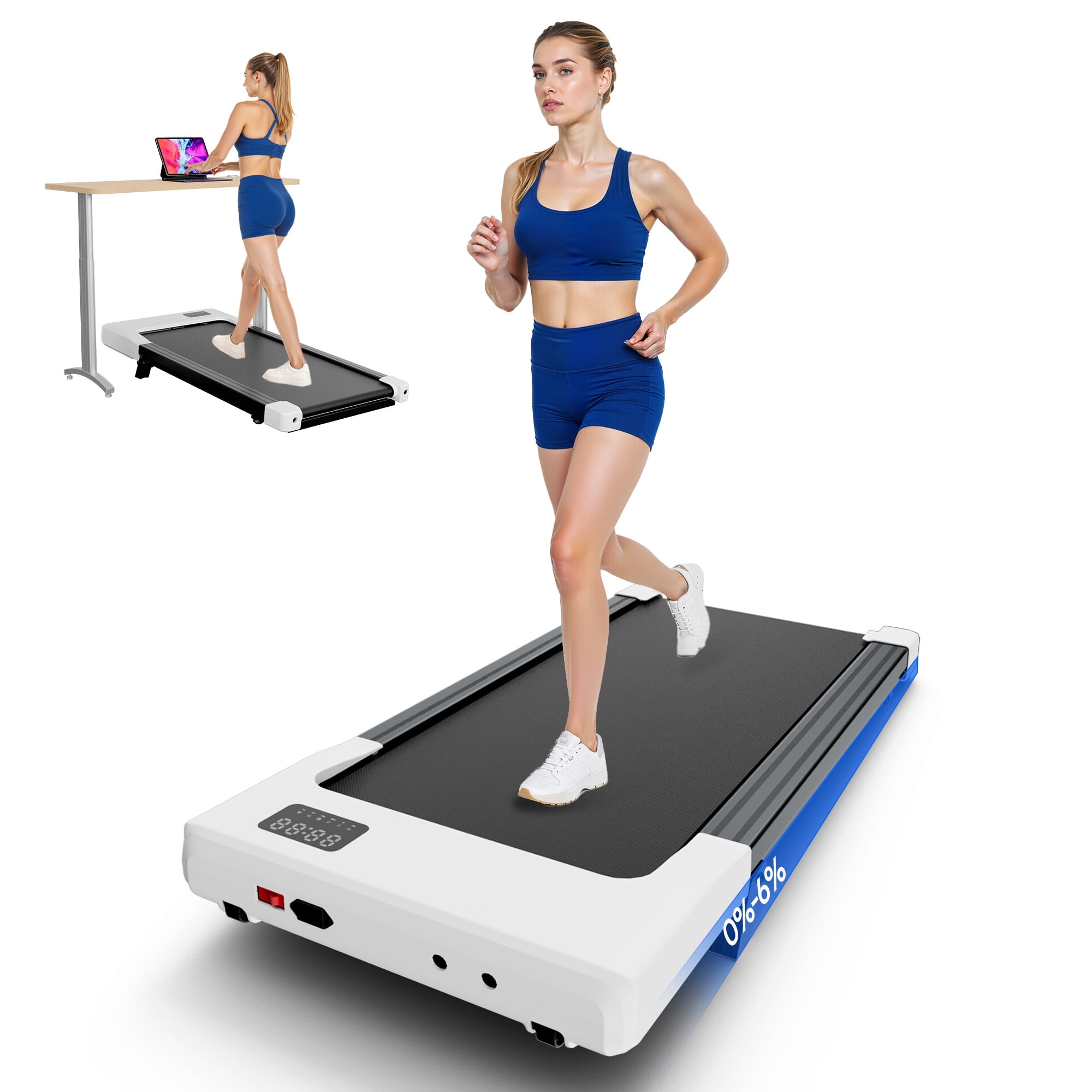 MJWW Walking Pad with Incline, Under Desk Treadmill, 3 in 1 Portable Treadmills for Home with Remote Control LED Display, 2.5 HP Quiet Mini Treadmill for Office Home Use, 300 Lbs Capacity
