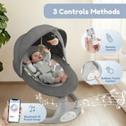 Electric Baby Swing, Caveen Infant Swing Rocker with Remote Control, 5 Sway Speeds, Bluetooth Music, Grey