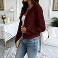 thumbnail image 6 of PRINxy Women's Collarless Open Front Cropped Slim Fit Blazer Jacket With Long Sleeves Minimalist Outerwear For Casual Dinner Outings Wine XL, 6 of 9