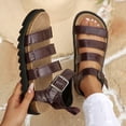 thumbnail image 5 of Rokment Women's Orthopedic Cork Footbed Fisherman Sandals Flat Platform Walking Sandals Comfortable Leather Open Toe Ankle Strap Strappy Beach Summer Casual Footwear Red Size 6, 5 of 7