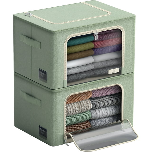 Boîte de Rangement avec Fenêtre Teal - Lot de 2