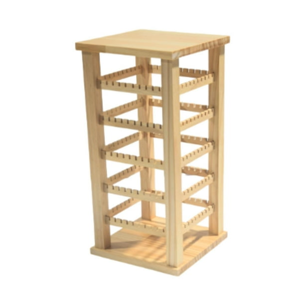 Expositor giratorio de madera para joyas, ideal para eventos y venta de tarjetas para pendientes. 5 capas