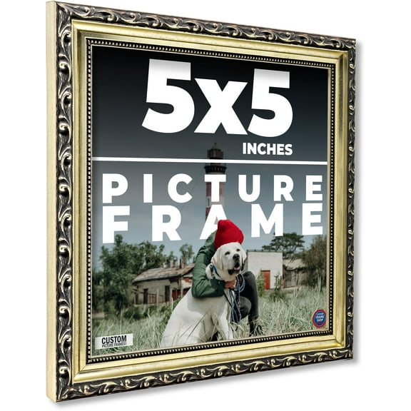 5x5 In Frame Silver Solid Wood Picture Frame Width 1.125 Inches | Interior Frame Depth 0.375 Inches