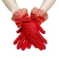 thumbnail image 2 of Riforla Women Lace Gloves with Bow Detail Short Elegant Glove for Wedding Party and Evening Sun Protection Accessories Red, 2 of 4