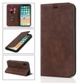 thumbnail image 1 of TECH CIRCLE Wallet Case for Apple iPhone X,iPhone XS,Full Protection Plain Leather Magnetic Flip Kickstand RFID Blocking ID Credit Card Slots Phone Case Cover,Coffee, 1 of 9