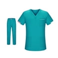 thumbnail image 4 of Conjunto de uniforme exfoliante de manga corta para enfermera, Top, pantalones, ropa de trabajo cómoda, trajes de trabajo de enfermería para salón de azul, 4 of 8