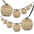 thumbnail image 2 of JONATHAN Y Oahu 10-Light Indoor/Outdoor 10 ft. Rustic Coastal LED C7 Globe Hemp Rope Shaded String Lights, Light Brown, 2 of 7