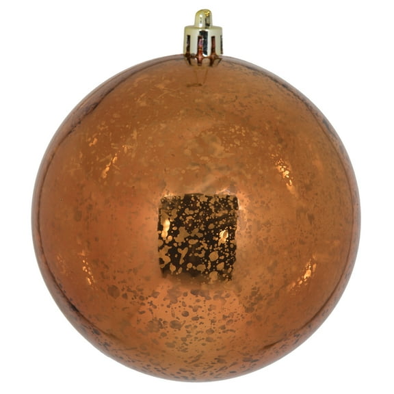 Vickerman 4" Christmas Ornament Ball, Copper Shiny Mercury Finish, Shatterproof Plastic, Holiday Christmas Tree Decoration, 6 Pack