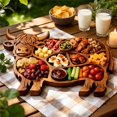 thumbnail image 5 of Natural Wood Cow Shaped Charcuterie Board, Farmhouse Wooden Serving Tray With Handle, Multipurpose Food Platter For Steak, Sushi, Pizza, Dessert, Ideal For Home Dining, Picnic, Holiday Gathering, 5 of 8