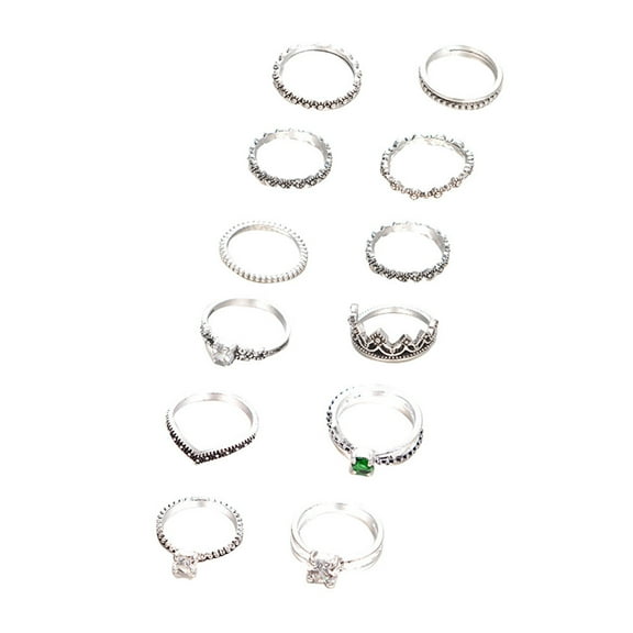xiangDd 12PC Women Bohemian Vintage Silver Stack Rings Above Knuckle Rings Set