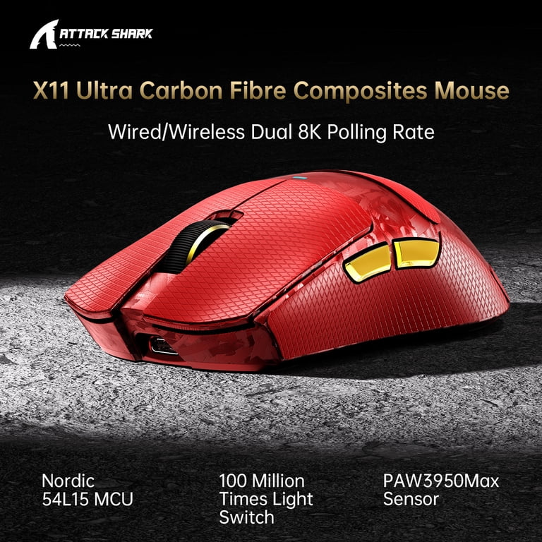 ATTACK SHARK X11 ULTRA Wireless Gaming Mouse, Tri-Mode 2.4G/BT/USB