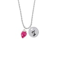 thumbnail image 2 of Delight Jewelry Silvertone Large 3-D Hot Pink Strawberry with Crystals Silvertone Script Initial Disc - I - Charm Necklace, 20"+3", 2 of 4