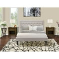 thumbnail image 2 of East West Furniture 3-piece Wood Queen Bedroom Set in Mist Beige/Antique Walnut, 2 of 8
