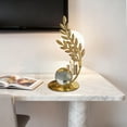 thumbnail image 5 of Gold Ginkgo Leaf Metal Sculpture | Crystal Ball Base Art Statue | Elegant Home & Office Desk Decoration | Bookshelf Ornament, 5 of 6