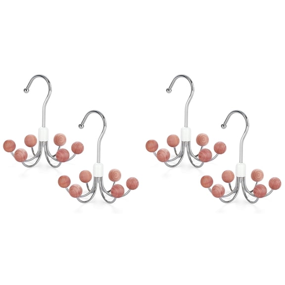 Hoodie Hangers 4-Pack with 6 Balls, 360°Swivel Purse Hanger, Scarf Hanger, Closet Hooks, Handbag Organizer, Bra Hanger