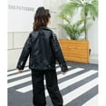 thumbnail image 5 of Children's Spring Autumn Fashion Motorcycle PU Leather Jackets Boys Girls Zipper Coat, 5 of 7