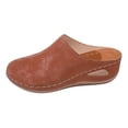 thumbnail image 6 of Platform Clogs for Women Slip on Wedge Sandals Closed Toe Mules Shoes Summer Dressy Slides Arch Support Orthopedic Walking Shoes Brown Size 7, 6 of 6