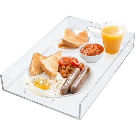 Estilo Premium Acrylic Serving Tray With Handles For Breakfast  Coffee Tables  Serving Food or Decorative Display
