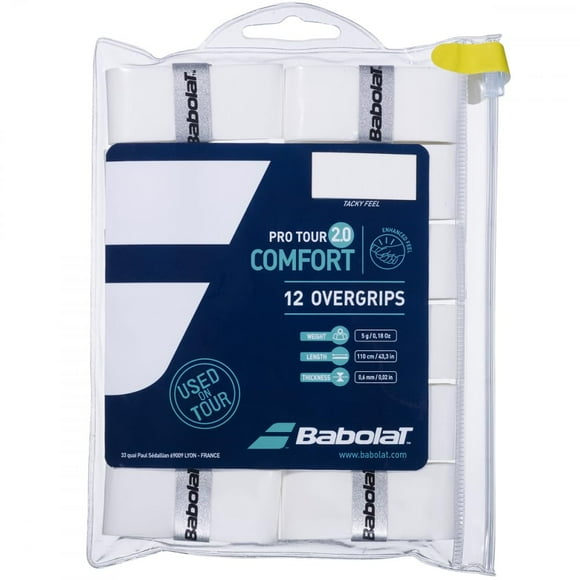 Overgrip Babolat Pro Tour 2.0 Comfort White, paquete de 12