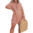 thumbnail image 1 of Innerwin Robe en Denim Col à Revers Dames Mini Robes Courtes Manches de Voyage Kaftan Été Plage Robe Orange L, 1 of 2