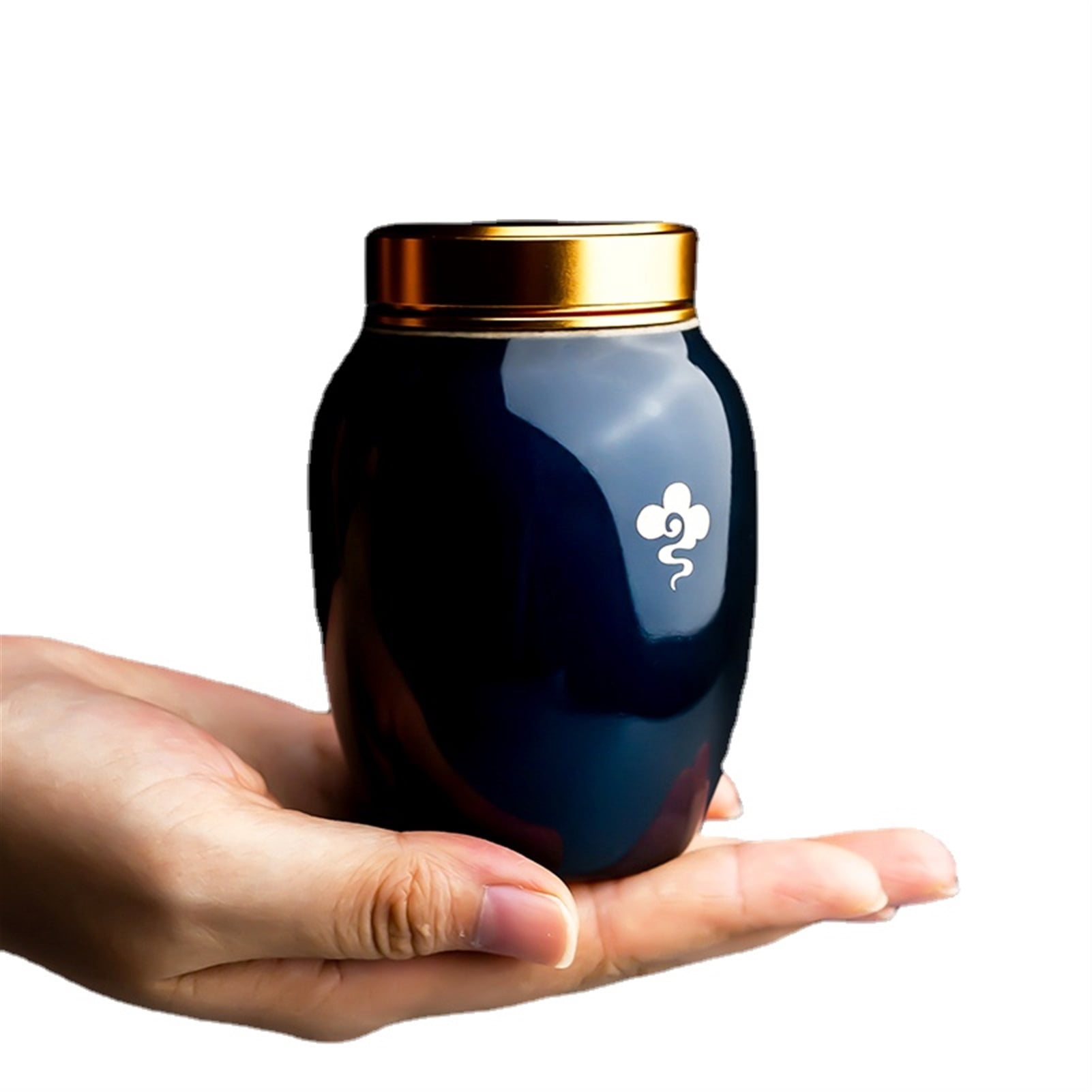 Hand Maderetro Ji Blue Ceramic Mini Pet Urn Can Small Sealed Can