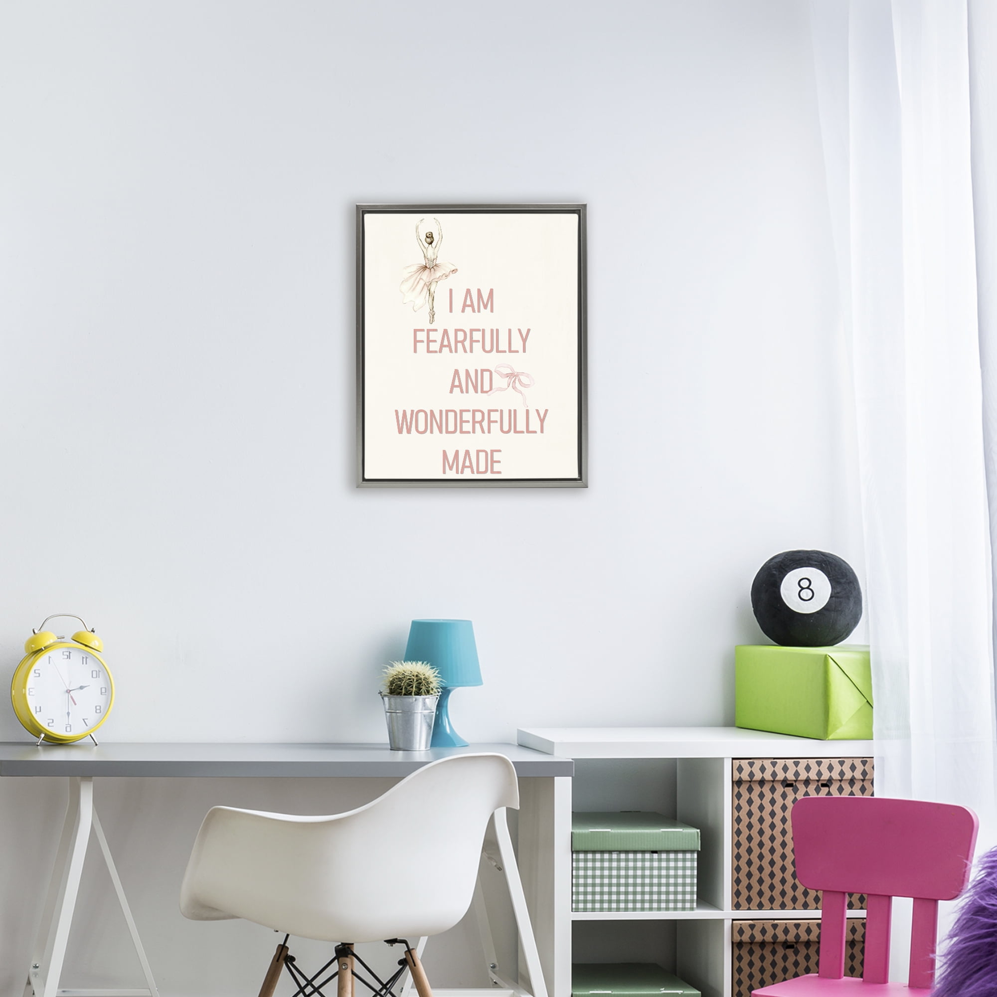 Wonderfully Made Ballerina Gray Framed Floater Canvas Wall Art, design by Kim Allen