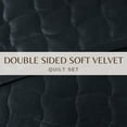 thumbnail image 4 of Dual-Sided Velvet Box-Stitched Heavyweight 3-Piece King Quilt Set, Black, 4 of 6