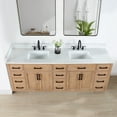 thumbnail image 6 of Gavino 84" Double Bathroom Vanity in Light Brown with Grain White Composite Stone Countertop with Mirror, 6 of 12