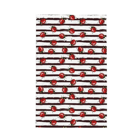 

Matuu Ladybugs on Black and White Striped1 for Waffle Kitchen Towel Dish Towels Hand Towels for Kitchen 16 X 26 Inches