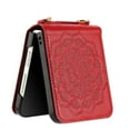thumbnail image 2 of For Samsung Galaxy Z Flip 5 Embossed Floral Henna Mandala Design PU Leather Strap Lanyard Hybrid Protective Cover ,Xpm Phone Case [ Red ], 2 of 6