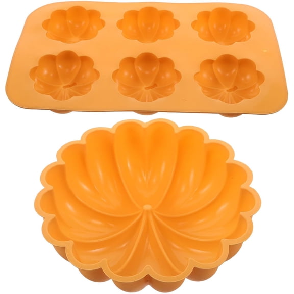 Pumpkin Non-stick Silicone Set Cake 2pcs Mold 6-cavity Pumpkin-shaped Muffin Pan with High Temperature and Easy Cleaning for Halloween and Thanksgiving for Autumn Celebrations
