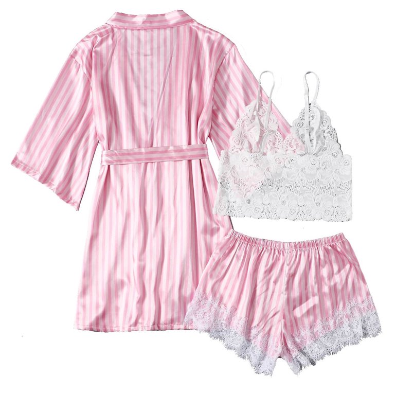 Mrat Robes Pajama Set Short Sleeve Shirt Ladies Lingerie Silk Robe
