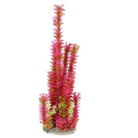 Unique Bargains Ceramic Base 16.5 Height Green Pink Simulation Aquarium Water Grasses Ornament