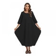 thumbnail image 3 of Women's Cotton and Linen Casual Long Dress Retro Loose Long Dress, 3 of 6