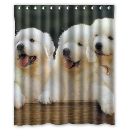 HelloDecor Naughty Dog Shower Curtain Polyester Fabric Bathroom Decorative Curtain Size 60x72 Inches