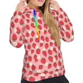 thumbnail image 5 of Yiaed Strawberry And Flowers Print Womens Casual Hoodies Crew Neck Long Sleeve Sweatshirts With Pocket Pullover Tops Women's Hooded Sweatshirt-Small, 5 of 5