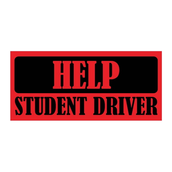 Help Student Driver Bumper Magnet by DCM Solutions (Red, 9.25" W x 4.25" H)